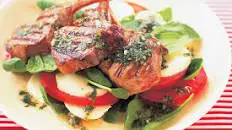 Lamb cutlets with mint dressing and tomato salad Thumbnail