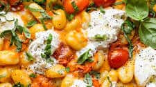 30 Minute Creamy Tomato Gnocchi with Burrata