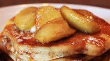 Apple Cinnamon Buttermilk Pancakes with Caramel Syrup