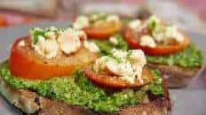 Bruschetta with Homemade Pesto and Goat Cheese