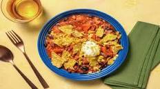 Chorizo and Black Bean Chili with Cheddar Cheese and Sour Cream