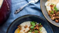 Congee with Spicy Pork and Six Minute Egg