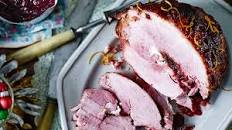 Cranberry and orange glazed ham