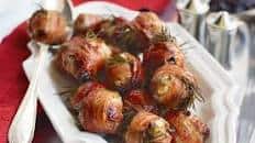 Cranberry and sausage stuffing balls with bacon