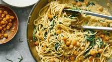 Creamy Chickpea Pasta With Spinach and Rosemary