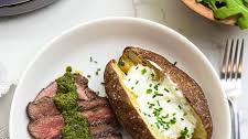 Easy Chimichurri Steak and Baked Potato. Only 5 Ingredients!