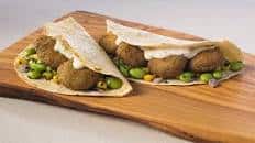 Edamame Falafel Tacos with Edamame Corn Salsa