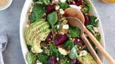 French Lentil Salad with Beets, Baby Spinach and Feta