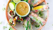 Fresh Lobster Spring Rolls with Easy Peanut Dipping Sauce