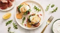 Greek Eggs Benedict with Yogurt Hollandaise