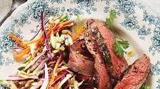 Grilled Herbed Steak With Rainbow Slaw