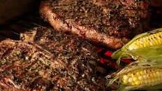 Grilled Porterhouse Steaks with Garlic-Herb Peppercorn Crust