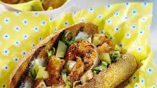 Grilled Shrimp Po' Boy with Pickled Green Tomatoes