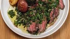 Grilled Steak Spicy Chimichurri Baby Potatoes and Broccoli