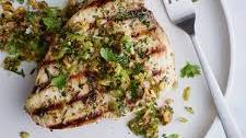 Grilled Swordfish with Herbs and Charred Lemon Salsa