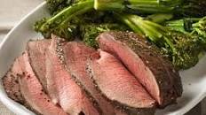 Herb-Crusted Sirloin Tip Roast with Creamy Horseradish-Chive Sauce