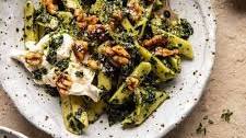 Herby Kale Pesto Pasta with Buttery Walnuts.