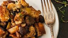 Homemade Thanksgiving Stuffing with Anjou Pear and Mushroom