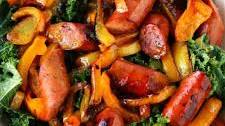 Honey Mustard Kale Salad with Sausage and Peppers.