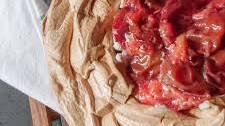 Honey Pavlova with Chai Poached Plums