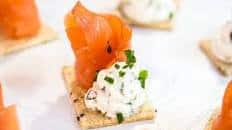 Horseradish and caper cream cheese with smoked salmon