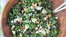 Kale Salad with Apples, Walnuts, Cranberries and Feta