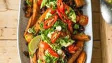 Loaded sweet potatoes fries