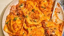 Lobster Ravioli with Tomato Cream Sauce