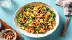 Maple Quinoa and Kale Super Salad with Spiced Sweet Potatoes