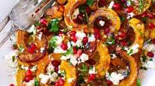 Maple Roasted Delicata Squash with Goat Cheese and Pomegranate