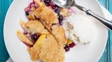 Peach and Blueberry Cornbread Cobbler