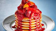 Peach Melba Pancakes