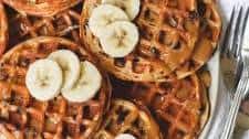 Peanut Butter Banana Chocolate Chip Waffles