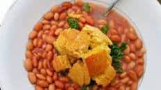 Pinto Beans with Cornbread Croutons