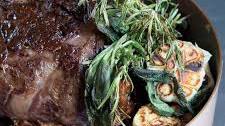 Rib Eye Roast with Black Garlic–Red Wine Gravy