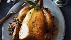 Roast chicken, gluten-free stuffing and redcurrant gravy