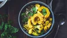 Roasted Delicata Squash, Cauliflower + Chickpea Curry