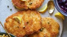 Schnitzel Over Buttered Spätzle with Sweet + Sour Cabbage