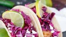 Shrimp tacos with spicy cabbage slaw