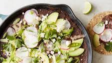 Skillet Refried Beans With Avocado and Radish