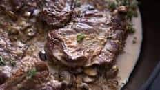 Skirt Steak With Mushroom-Cream Pan Sauce Recipe