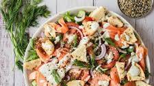 Smoked salmon and bagel salad recipe