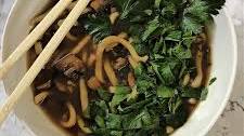 Spicy Noodle Soup with Mushrooms and Herbs