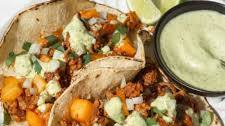 Spicy Potato Soft Tacos with Chorizo