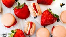 Strawberry and Cream Macarons