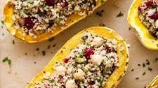 STUFFED DELICATA SQUASH + QUINOA, CRANBERRY & PISTACHIO