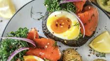 Stuffed Roasted Portobellos with Egg and Smoked Salmon