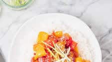 Sweet and Sour Pork with Fresh Peaches