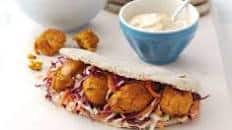 Sweet potato falafels with coleslaw