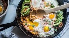 Sweet Potato Refried Bean Egg Skillet